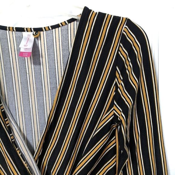 No Boundaries Striped Peplum Wrap Top sz S Juniors - Picture 3 of 8